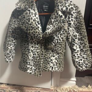 Signature Women's Leopard Print Faux Fur Jacket